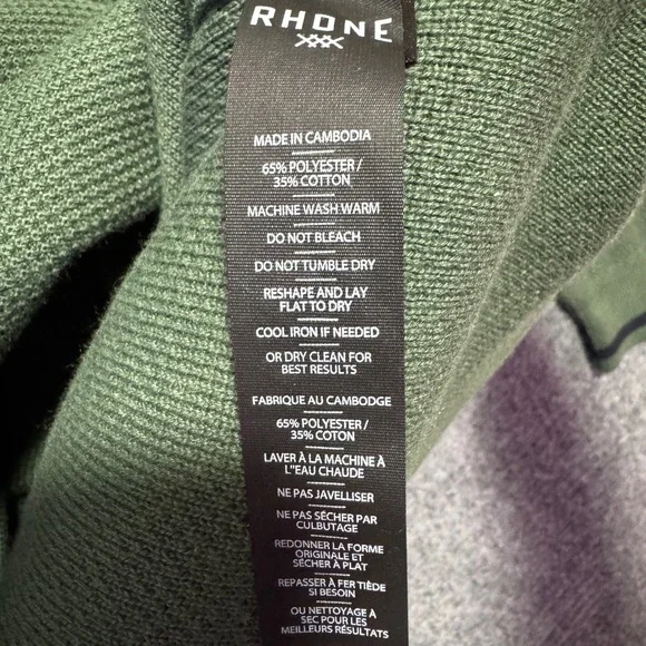 RHONE‎ The Turn Golf V Neck Sweater Mens XL Jungle Green Textured Knit